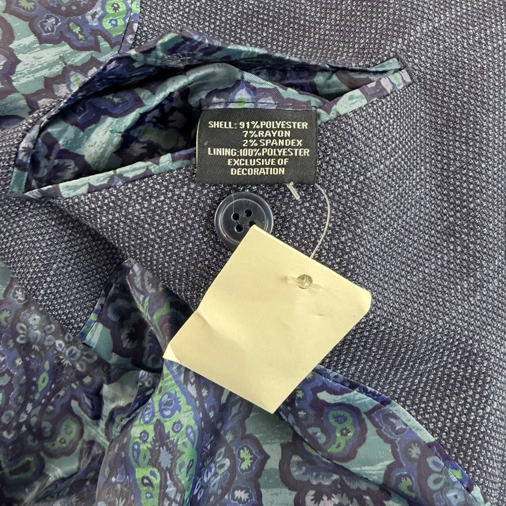 Tailorbyrd Stretch Fabric Sport Coat Blazer in Denim Blue Men 44R‎ 2-Button NWT